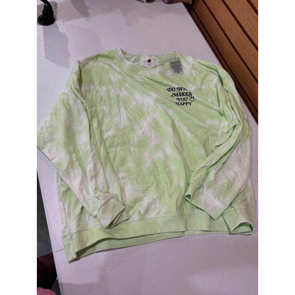 Like Love Womens 3XL Tie Dye Sweatshirt Green Do What Makes You Happy Graphic